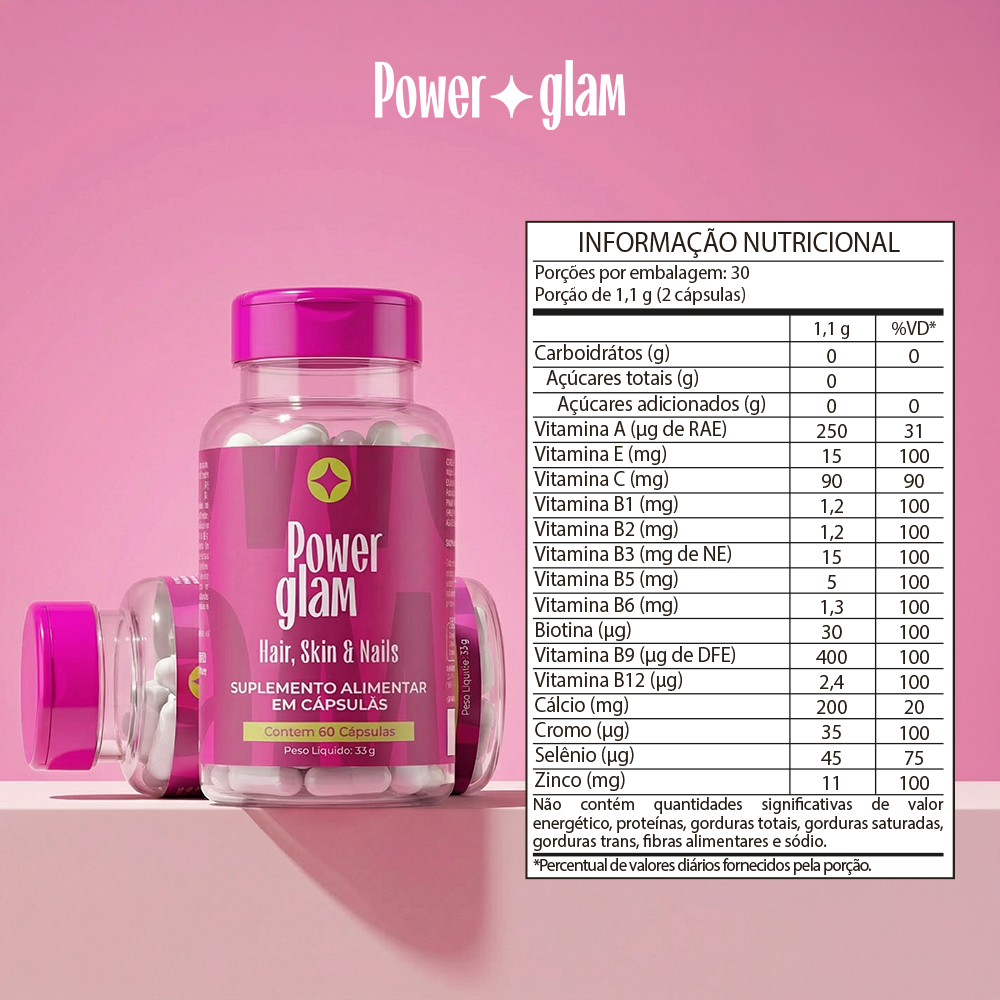 Power Glam – Hair, Skin & Nails | Suplemento Alimentar (60 cápsulas)